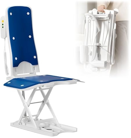 HZWJD Sollevatore per Vasca da Bagno,Sollevatore Elettrico per Sedia A Rotelle,Sollevatore Portatile per Pavimento E Vasca da Bagno,Facile da Pulire,capacità di Carico di 150 kg Blue