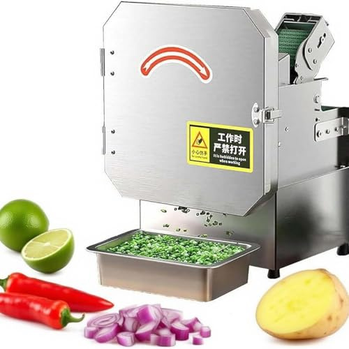 Cortadora De Verduras Automática Comercial,Picadora De Cebolletas 200W,150 Kg/Hora,Puerto 70 Mm,Grosor Ajustable,Acero Inoxidable,Para Restaurantes Hogares,Corta Papa Pepino Jengibre