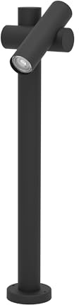 Eglo Lampadaire extérieur LED Fossignano, lampe sur pied avec spot | orientable, luminaire jardin, borne en aluminium noir, IP44, lumière chaude, 70 cm