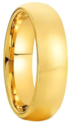 Grewod Ring Verlobung, Herren Damen Wolfram 6mm Gold Einfach Trauringe Eheringe Schlicht Schmuck Größe 75 (23.9)