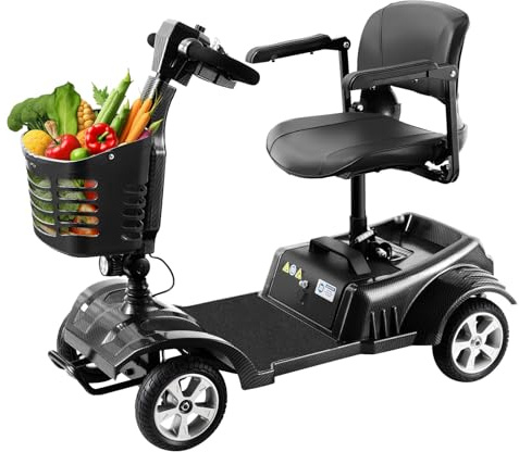 Z02 Scooter disabili pieghevole, sistema antiribaltamento, autonomia di 20 km, luci LED, cestino rimovibile, stabile e pratico, adatto agli anziani, garanzia di 5 anni - Nero | Antiribaltamento, sedile girevole a 360°, luci LED, facile da usare, cestino per la spesa, supporto per 5 anni, nero