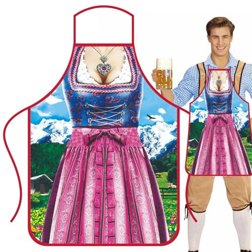 Tyskt förkläde, Oktoberfest förkläde par matlagningsförkläden - oljebeständig festdräkt Dirndl Lederhosen för BBQ bakning kock