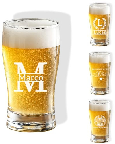 JONZIN Personalisierter Bierkrug 550ml, Bierglas mit Gravur von Name oder Text, Originelle Geschenkideen für Männer oder Papa zum Vatertag