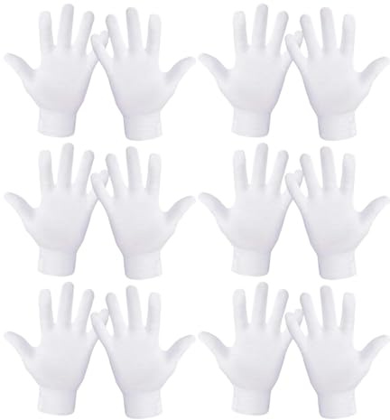 Vita Handskar Dam | 12-pack multifunktionella och bekväma - Vita Bomullshandskar för Händer | Lämplig för Spa, Fuktgivande, Smyckesinspektion, Matlagning, Städning, Kontor, Cosplay