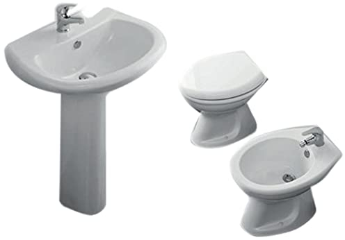 SET SANITARI BAGNO COMPLETO 5 PZ ELMA UNO CON VASO SCARICO PARETE
