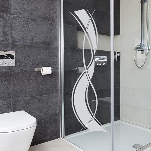 GRAZDesign Sichtbarer Aufkleber für Glastür, Dusche & Fenster | Selbstklebende Fensterfolie 131x50 cm in Silbergrau – Dekor & Sichtschutz für Wohnzimmer, Bad & Küche