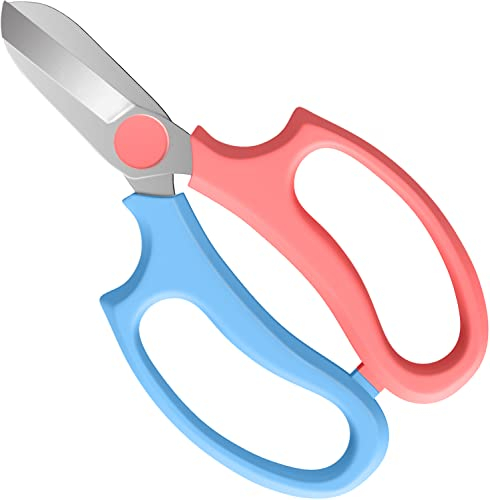 Housolution Cesoie, Cesoie Potatura da Giardino con Lame in Acciaio, Manico Ergonomico, Forbici per Giardinaggio, Accesori per Giardino Forbici Professionali per Potatura Fiori - Blu Chiaro + Rosa