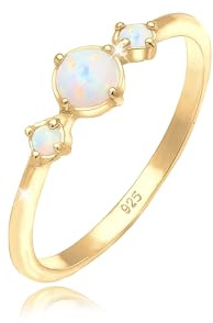 Elli Ring Damen Band Geo Vintage Trend mit Synthetischem Opal 925 Silber