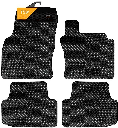FSW Tailored Car Mats Fits Volkswagen T-Roc 2017-On, Rubber 5mm | 4-Piece Rubber Car Mats, Custom Tailored Fit, Heavy-Duty Anti-Slip, Waterproof