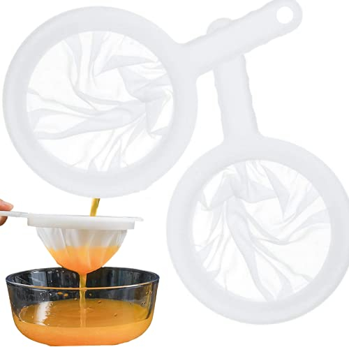 2 Pack Kitchen Ultra Fine Mesh Strainer - Premium Food Grade PP Strainer With Non Slip Handle - Nylon Mesh Filter Spoon for Jam Straining (100Mesh, 200Mesh)