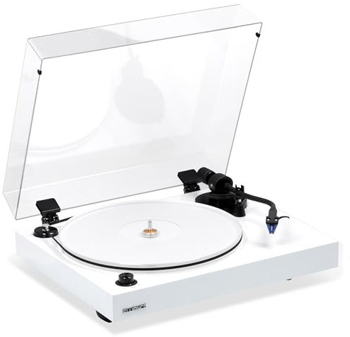 Fluance RT85 Reference High Fidelity Vinyl Turntable Record Player with Ortofon 2M Blue Cartridge, Acrylic Platter, Speed Control Motor High Mass MDF Wood Plinth Vibration Isolation Feet - Piano White