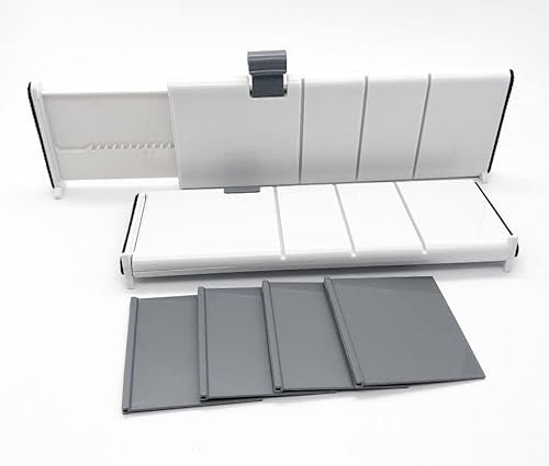 SILVANO Divisor de Cajones Expansible - De 28 a 44 cm - Separador Multifunción para Organizar Tus Cajones - Contiene 2 Divisores Extensibles y 4 Tejas Separadoras - con Pestaña de Fijación