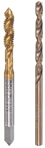 sourcing map M4 x 0.7 Taraud Spirale Cannelure 3.3mm Foret Ensemble Métrique Titane Plaqué M35 Cobalt Haute Vitesse Acier Machine Enfilage Vis Robinet Forage Outil