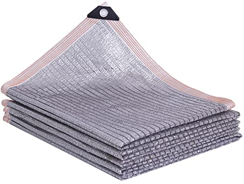 CHENCHEN96 Alufolie Schattennetz Sonnenschutz UV Beständig Sonnensegel 90% Schattierungsrate Strapazierfähiges Luftdurchlässig Polyethylen Vorzelt, mit Seil, Silber (1×2m)