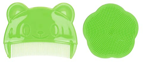Luqeeg Baby Bath Brush, Cradle Cap Brush and Comb, Soft Baby Bath Silicone Brush Set with Cradle Cap Bristle Brush and Storage Box Ideal for Newborns and Toddlers, Perfect Baby Registry Gift(Green)