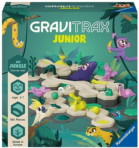 Ravensburger GraviTrax Junior Starter-Set L Jungle 27499 -Murmelbahn überwiegend aus nachwachsenden Rohstoffen mit Themenwelten, Lern- und Konstruktionsspielzeug für Jungs und Mädchen ab 3 Jahren