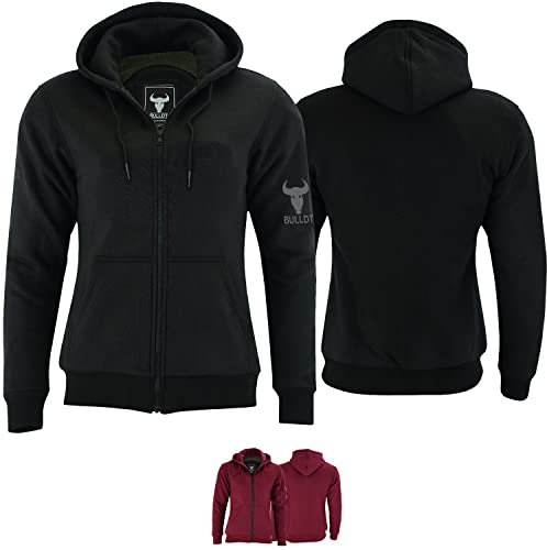BULLDT Damen Motorrad Hoodie mit Protektoren 100% Aramid Schutz Schutzjacke Hood Motorradjacke Textil Schwarz - 50