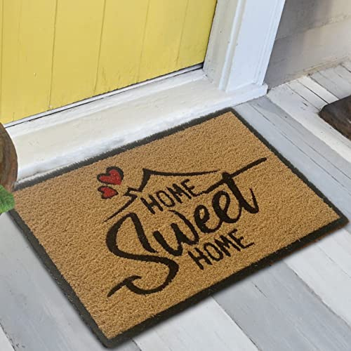 Teppich-Traum Kokos Fußmatte Home Sweet Home Herz Rot 40x60 cm | Robust, rutschfest, pflegeleicht, antibakteriell, feuchtigkeitsabweisend, nachhaltig, für Haustür, Balkon & Terrasse