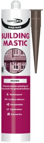 Bond It Building Mastic Silicone Sealant Build-Mate Exterior Pointing EU3 310ml General Purpose Interior Door Window Sealing Tube (Brown)