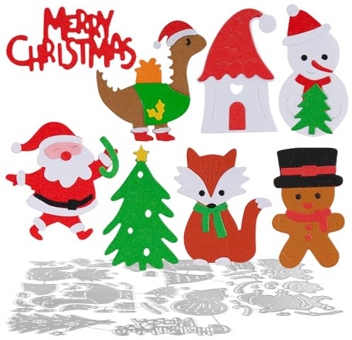 BETESSIN 8Pcs Weihnachten Stanzschablonen Weihnachtsbaum Stanzform Scrapbooking Weihnachtsmann Christmas Cutting Dies Prägeschablone DIY Kartenbasteln Grußkarte Fotoalbum Papier Herstellung