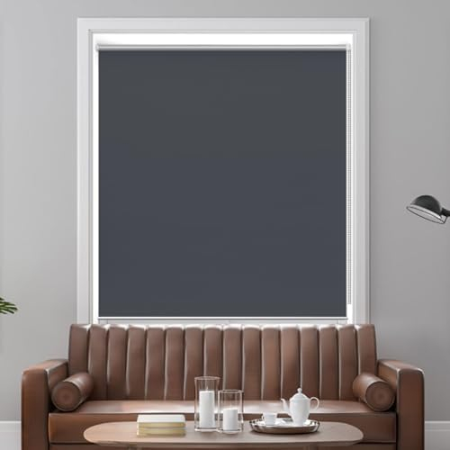 Doppelrollo Klemmfix Ohne Bohren 120 x 100 cm Blickdicht Sichtschutz Rollos für Fenster und Türen Höhe Stufenlos Verstellbar für Fenster und Türen, Dunkelgrau