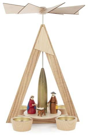 Rudolphs Schatzkiste Tealight Pyramid of Christ Birth Colourful W x H x D 20 x 29 x 20 cm Christmas Pyramid Wooden Pyramid Table Pyramid