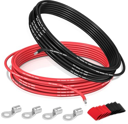 HuLuWa UL1015 10AWG 5,3mm² Câble PVC Noir/Rouge, 2 x 3m