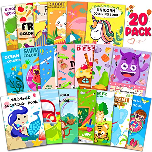 Kylebiuu 20 Stück Mini Malbuch für Kinder,Einhörner,dinosaurier, meerjungfrauen,klasse Malbücher,Party Mitgebsel Ausmalbücher für DIY