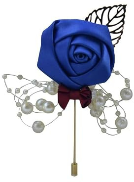 SYSUII Boutonniere Hochzeit Rose Dunkelblau - 5 Stück Gästeanstecker Hochzeit Zubehör Ansteckblume Bräutigam Hochzeitsanstecker Blumen Anstecker für Party Prom Männer Anzug Dekoration