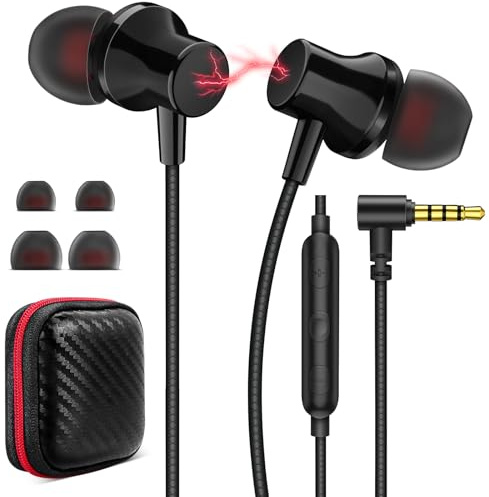 Kopfhörer mit Kabel für Redmi Note 13 Pro 12S 11 5G XiaoMi Poco X6 C81 C65 | Stereo Magnetisch Ohrhörer 3.5MM Klinkenstecker 90 Grad Headset Mikrofon für Samsung A15 A14 A13 Galaxy A25 A23 Redmi 17C Pad
