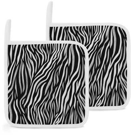 2 Pack Pot Holders for Kitchen Heat Resistant Pot Holders with Pocket Oven Potholders Zebra Print Washable Hot Pads for Cooking Baking Oven Pans Trivet 8x8 Inches
