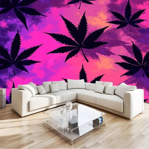 Papel Pintado Pared Panorámico Fondo Abstracto Hojas De Marihuana 300 x 210 cm Fotomurales No Tejido, Murales Decoración de Pared, Póster Gigante de Pared Personalizado 3D Para Salón Dormitorio