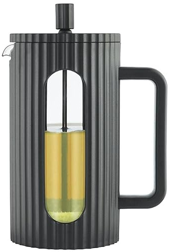 Klausberg Teezubereiter Kaffeebereiter French Press 1000ml / 9 Tassen, Kaffeepresse Edelstahl filter, Kaffeekanne, Glas Teekanne, Teebereiter, Spülmaschinenfest Teekocher, matt Schwarz (KB-7751)