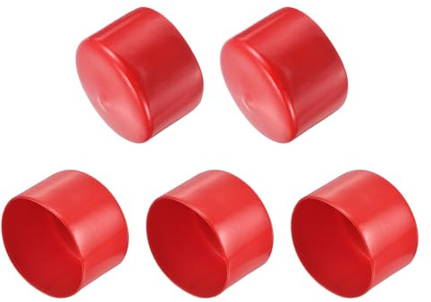 QUARKZMAN 5 Stück Gummi Endkappen 80 mm Kunststoffkappe Gummikappen Schutzkappen Abdeckung Fußkappen für Stuhlbeine Tischbeine Schrauben Bolzen Gewinde Metallstäbe Rohr Zaunpfosten Rot
