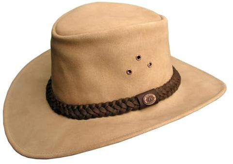 Wildleder Cowboy-Hut mit geflochtenem Hutband mit hohem UV Schutz, Größe S und XXL