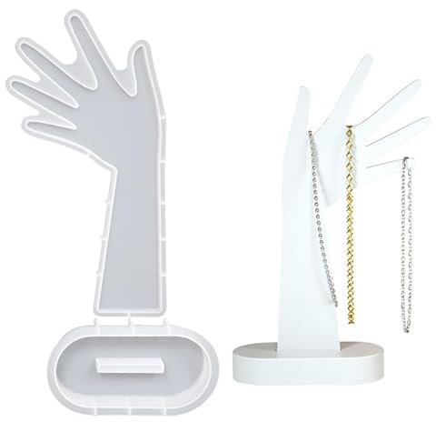 Generisch Handform Schmuckhalter Form, Schmuck Display Silikonform, Hand geformte Schmucktürme Silikonformen, Ringe Halter Formtischdekoration für handgefertigtes Armband Halsketten Organizer