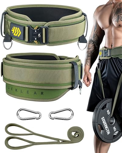 MANUEKLEAR 2-in-1 Dip Gürtel & Lifting Belt Mit 93cm Seil, Doppelte Lage Gewichthebergürtel Herren Damen, Schnellverschluss Gym Gewichtsgürtel für Klimmzug Kniebeuge Gewichtheben