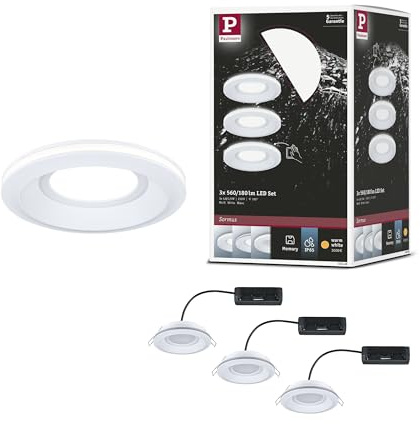 Paulmann 92248 LED Einbauleuchte Sormus IP65 rund 100mm 3x4,8/1,5W 560lm / 180lm 230V 3000K Weiß