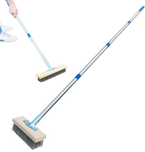 Cepillo de alambre grande para cubierta, extractor de exterior, herramienta de barrido de jardín para eliminar malas hierbas, musgo, algas