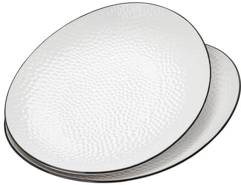 Roeveca 15 Large Serving Platter - Oval Large Serving Tray, Ceramic Serving Dish, White Platters for Serving Food, Appetizers, Entertaining, Party, Set of 2