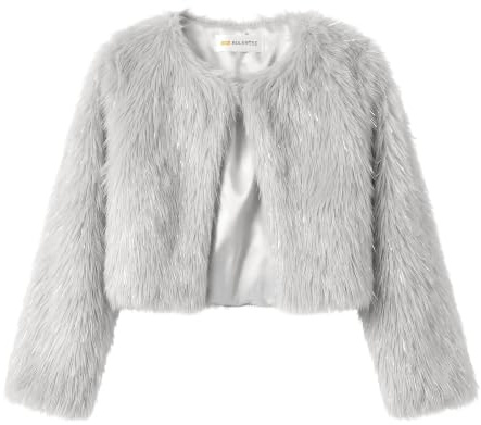 Bolerose Girls Faux Fur Bolero Jacket | Satin Lining, Concealed Fastening, Long Sleeves, Cropped Length, Lightweight Warmth, Ages 3-10