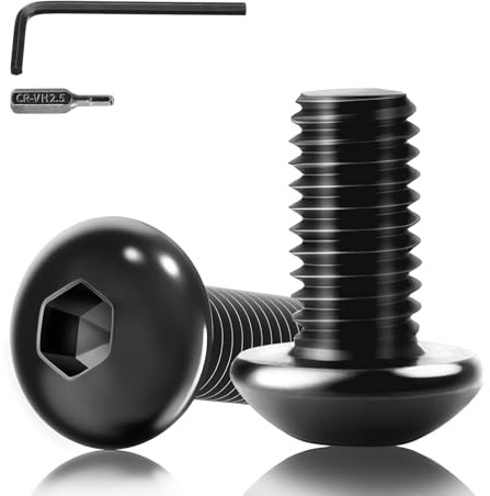 XRXYMQ 55 Pezzi Viti M4 Viti Testa Bombata Nere M4x8 mm Vite M4 con Chiave a Brugola e Bit a Brugola Vitis per Progetti fai da te e Manutenzione