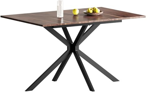 Luxstein Extendable Dining Table,120-160 cm Wood Grain Rectangular Kitchen Table for Dining Room, Kitchen,Restaurant
