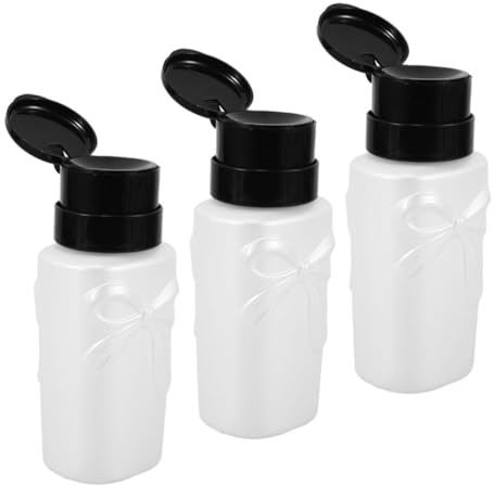 SAFIGLE 3pcs Diy Beauty Tool Nail Care Salon Nail Polish Remover Pump Bottles Empty Cosmetics Dispensing Bottles Lockable Pump