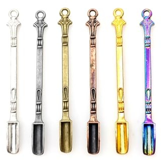 JZK Lot de 6 mini cuillères à priser miniatures pour poudre petite cuillère en métal pour épices, petites cuillères à herbes, petit pendentif cuillère pour porte-clés/collier DIY