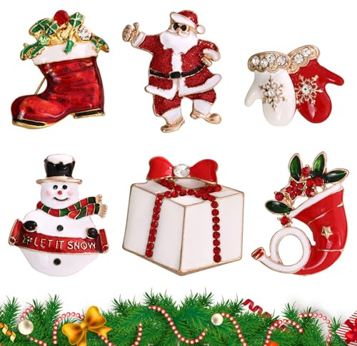 Broches Pins De Noël En Métal, Broche Noel Mignon Vêtements Sac Veste Accessoires De Bricolage, Décorations De Noël Pour Robe, Manteaux, Fêtes, Cadeaux (XZ002)