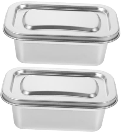 MUELODSIC 2 piezas Recipientes de Acero Inoxidable para Helado con Tapa Hermética para Congelador Almacenamiento Reutilizable para Bocadillos y Frutas