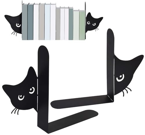 Soporte para Libros De Dos Piezas con DiseñO De Gatos Adorables Soporte para Libros De Metal, EstanteríA De Escritorio, Ideal para Oficinas, Salas De Estudio En Casa Y Aulas.