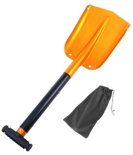 ROMISBABA Pelle à Neige Détachable Voiture Pliable en Aluminium Grattoir Rétractable, Outil de Déneigement Compact pour Camping et Voyages, Légère Antirouille et Facile à Transporter