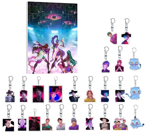 Kpop Adventskalender für Kinder, Weihnachtskalender 2025 mit 24 Karikatur Schlüsselanhänger zum Sammeln & Dekoration, Anime K-Pop Charakteres, Adventskalender Halloween Weihnachts Advents Kalend